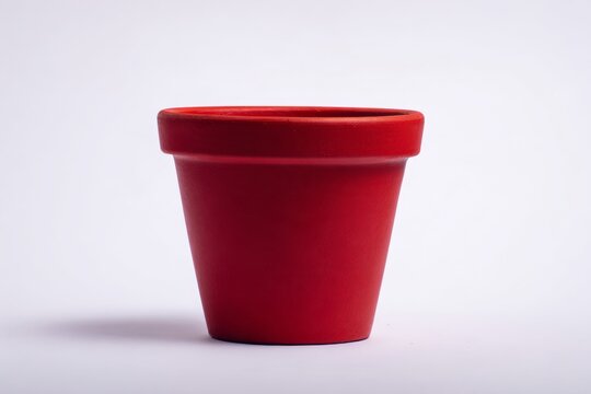 Red flower pot isolated on a white background.