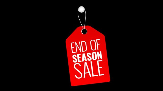 End of season sale clearance markdown animated red label transparent overlay.