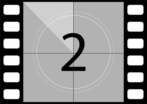 Retro cinema countdown timer screen showing number 2  