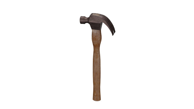 3d rendering of a hammer standing on a white background
