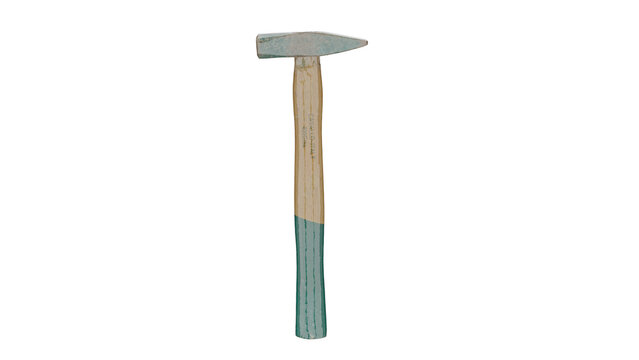 3d rendering hammer on white background with simple design