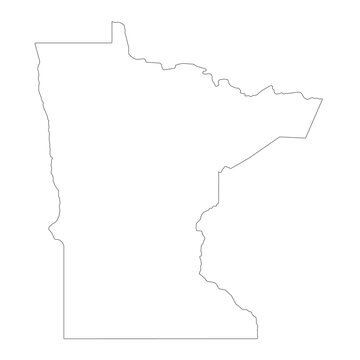 Minnesota, MN - US state. Thin black outline silhouette isolated on white background. Vector illustration
