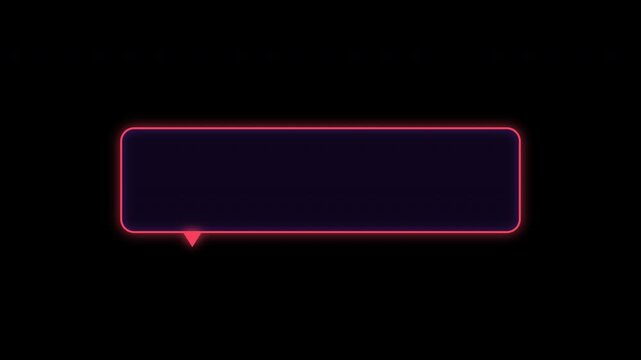 Glowing Neon Speech Bubble Tooltip Animation on Black Background.