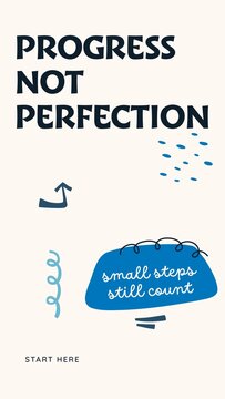 Doodle Stories / Cream Progress Story with Bold Headline, Blue Note Card and Doodle Arrow for Goal Setting, Small Steps and Productivity Posts / Vertical / Part 10