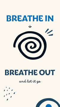 Doodle Stories / Cream Breathing Story with Spiral Doodle, Arrow and Half Sun for Breathing Exercises, Meditation and Anxiety Relief / Vertical / Part 05