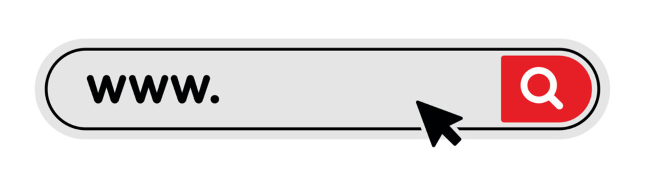 Website Search Bar with WWW Text, Red Search Button, and Black Cursor
