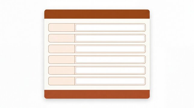 A clean and organized list with beige placeholders on a light background, ideal for data entry or organizational templates.