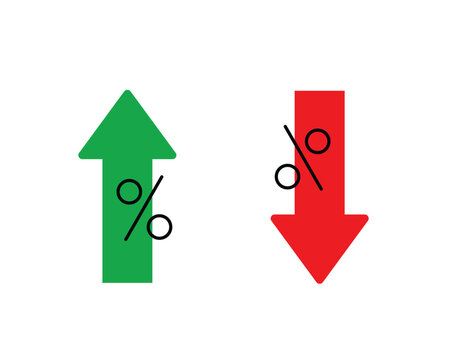 Green Up Arrow and Red Down Arrow Percentage Change Finance Vector