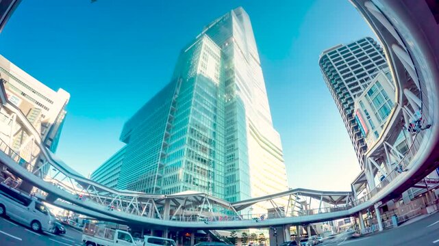 大阪・天王寺駅前 タイムラプス　ウルトラワイド魚眼撮影