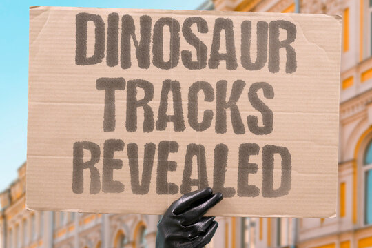 "Dinosaur tracks revealed" Eroded cliffs expose ancient footprints. DINOSAURS. TRACKS. CLIFFS. EROSION. FOOTPRINTS.
