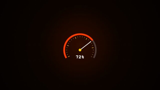 Half-circle speedometer gauge with needle sweep