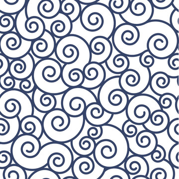 Chinese Ruyi Cloud Scroll Pattern Blue and White Seamless for Tea Packaging and Wedding Design