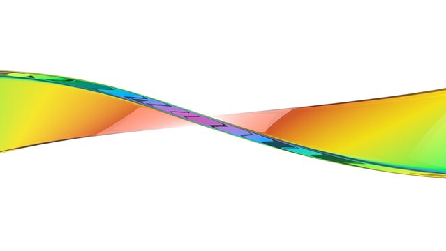 Elegant colorful rainbow colored glass wave - isolated on white background - design element