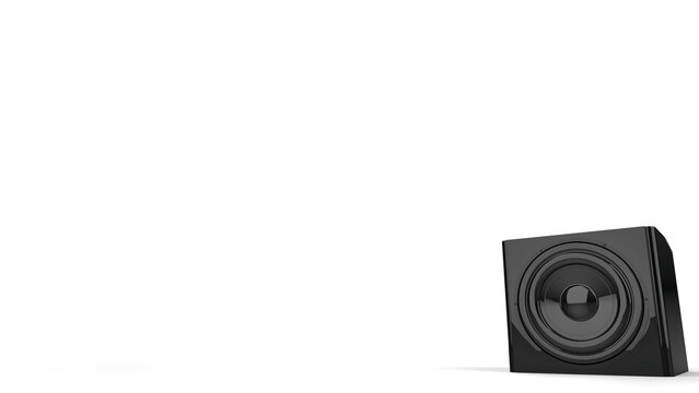 Single bass sub woofer speaker on white background - graphic design template