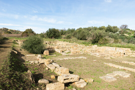 Natural Landscapes of The Archaeological Park of Morgantina (The Magistrate&rsquo;s House) in Enna Province, Sicily, Italy. 