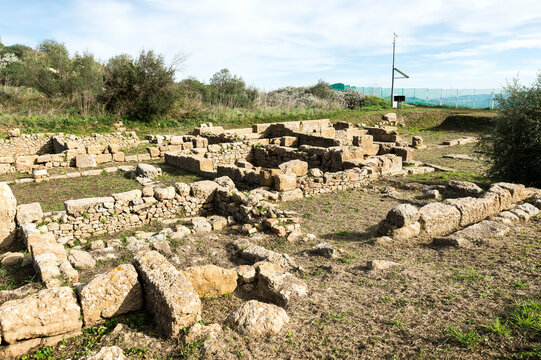 Natural Landscapes of The Archaeological Park of Morgantina (The Magistrate&rsquo;s House) in Enna Province, Sicily, Italy. 