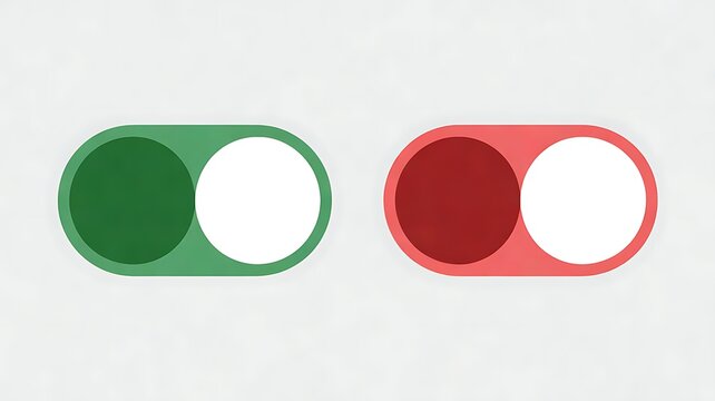 on-off toggles switch buttons vector set illustration. Isolated On Off switcher icons. Modern web and mobile app switch power button interface elements. Setting toggle icon design 