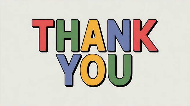 Thank you text, banner. Modern inscription Thank you on a light background from multi-colored large letters, chalk texture; simple cute vector illustration, flat style 