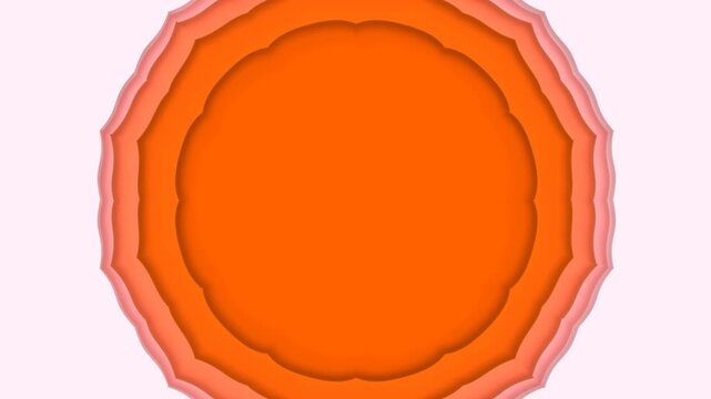 A close-up view of an intricate circular orange object with petal-like edges