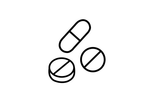 Medicine pills and capsule tablet icon vector line art