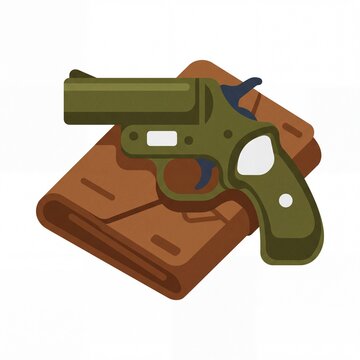 Veteran day vektor military flare gun on leather pouch