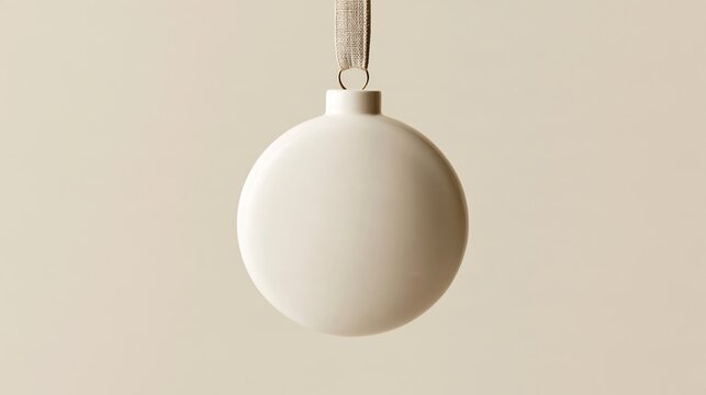 Personalized Christmas ornament mockup with blank space for custom design hanging from a linen ribbon Generative AI