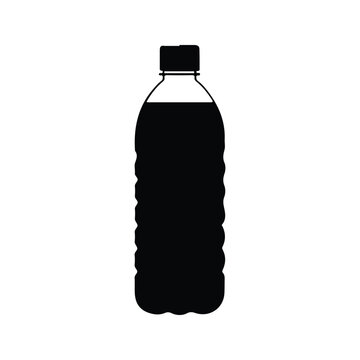 Simple Black and White Plastic Bottle Illustration.