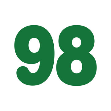 Green Number 98 Isolated