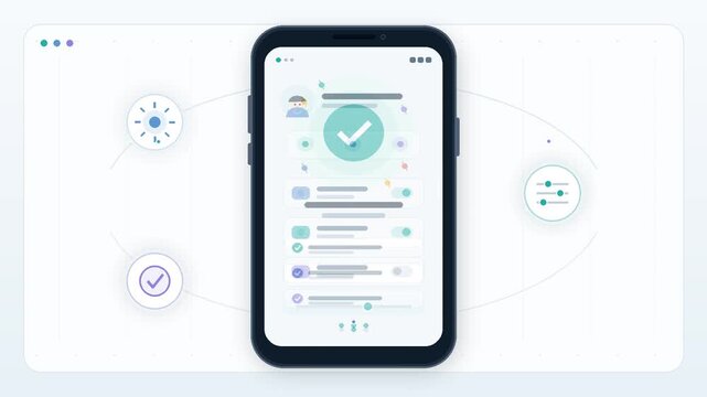 Smartphone Mobile Application User Interface Showing Profile Dashboard with Interactive Control Icons on White Background