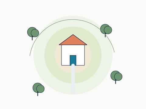 Home and Vegetation Buffer Zones Concept Illustration