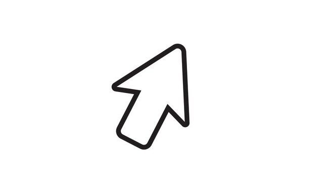 Minimalist black mouse cursor arrow drawing line by line on a clean white background.