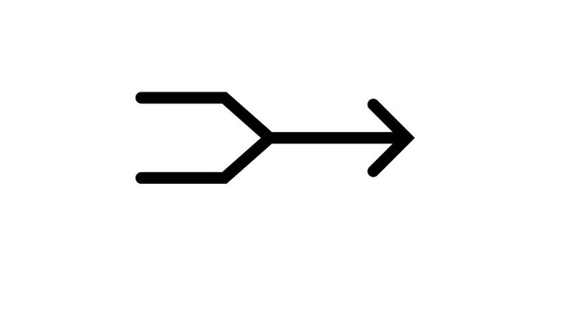 Converging lines forming single right arrow symbol for data flow or process integration.