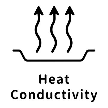 熱伝導性・湯気と熱のアイコンピクトグラムと文字 Thermal conductivity and heat icon pictograph