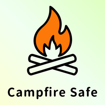 焚火対応・キャンプファイヤーのアイコンピクトグラムと文字 Bonfire compatible and campfire icon pictograph