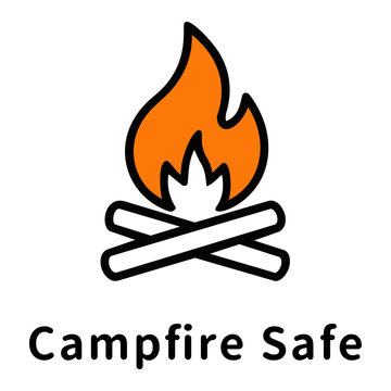 焚火対応・キャンプファイヤーのアイコンピクトグラムと文字 Bonfire compatible and campfire icon pictograph