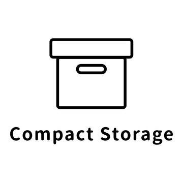 コンパクト収納・収納ボックスのアイコンピクトグラムと文字 Compact storage and storage box icon pictograph