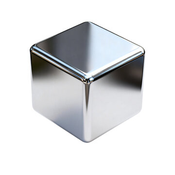 Polished Metallic Three Dimensional Cube Object