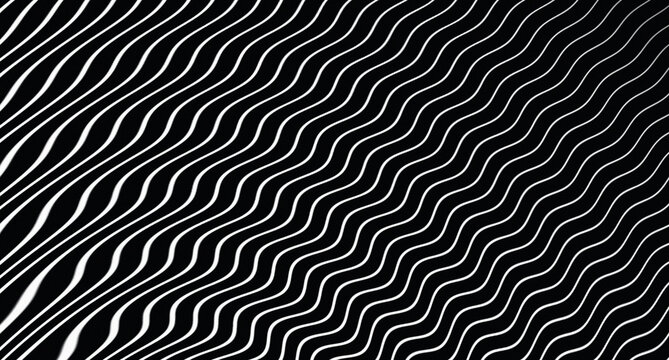 abstract black and white wavy lines background with optical illusion pattern