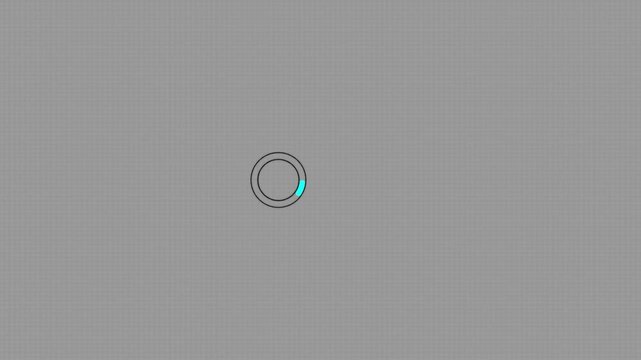 Loading progress animation featuring a horizontal bar, circular spinner, and geometric shape on a clean black background.