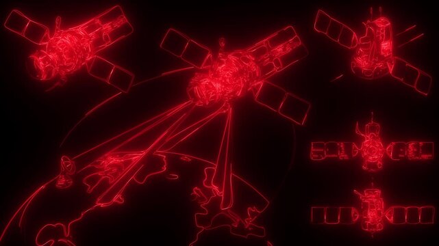 Space Satellite Communications Line Animation Background Loop for