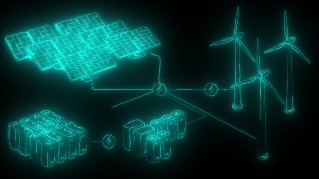 Renewable energy infrastructure visualization with interconnected