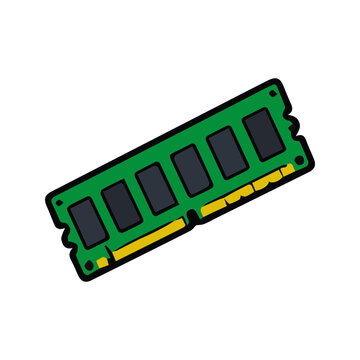 A simple flat vector illustration of a computer random access memory module stick.