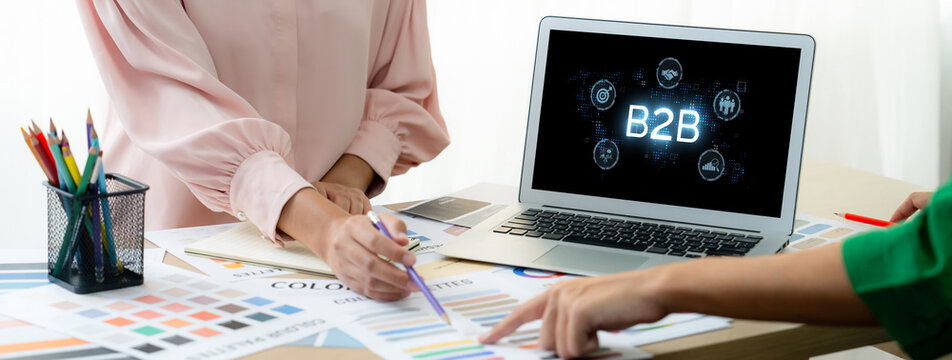 Business person navigates B2B landscape, harness technology to enhance business-to-business connections. Discover reshapes B2B interaction, driving innovation in business-to-businesses strategy. brisk