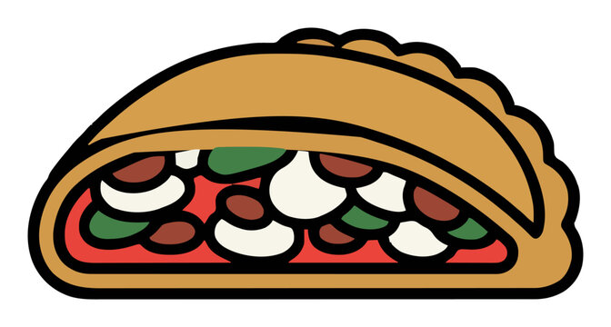 Baked Italian calzone cross section flat vector illu.... Generative AI