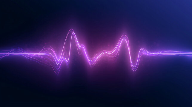 Glowing neon pink and purple heartbeat pulse wave on dark blue background