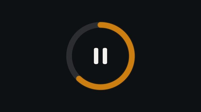 Circular Pause Animation Loading Element with Progress Tracking and Interactive UI Design Concept