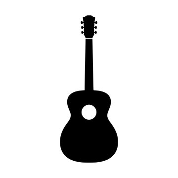 Black Silhouette of an Acoustic Guitar Isolated