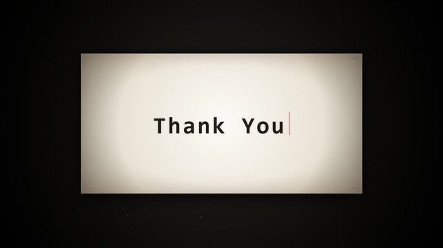 Thank You and Thanks for Watching Typewriter Text Animation, Letter by Letter Typing Effect, Video Outro and Closing Screen, Social Media Content, Film, Short Movie and Media Publishing, 4K