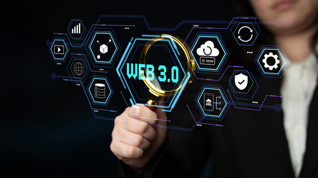 A futuristic user interface for Web 3.0 technology and applications. An overview of decentralized services like DeFi, cloud storage, and security. Motif