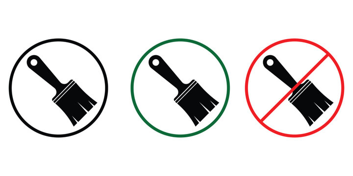 Paint brush tool icons representing edit permission and prohibition symbols